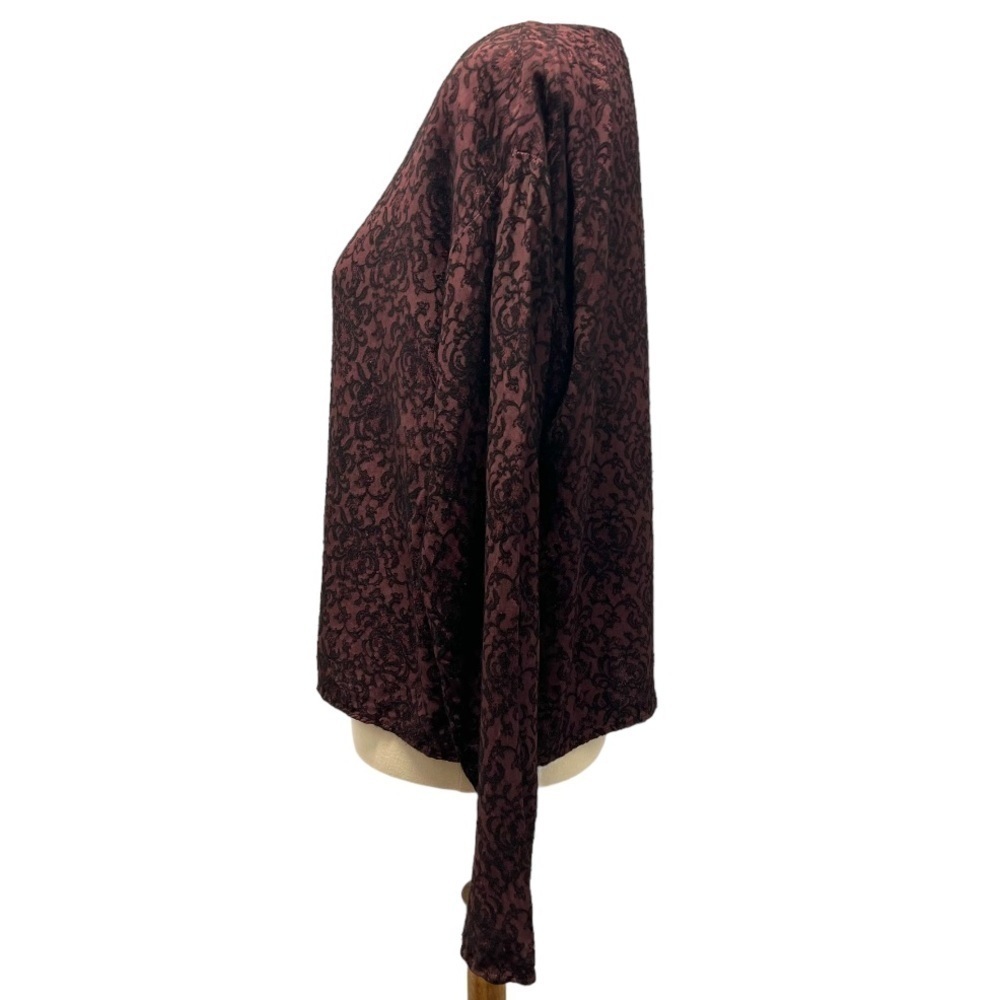 CP Shades Maroon & Black Printed Long Sleeve Button Front Shirt Women’s Medium - Picture 4 of 9